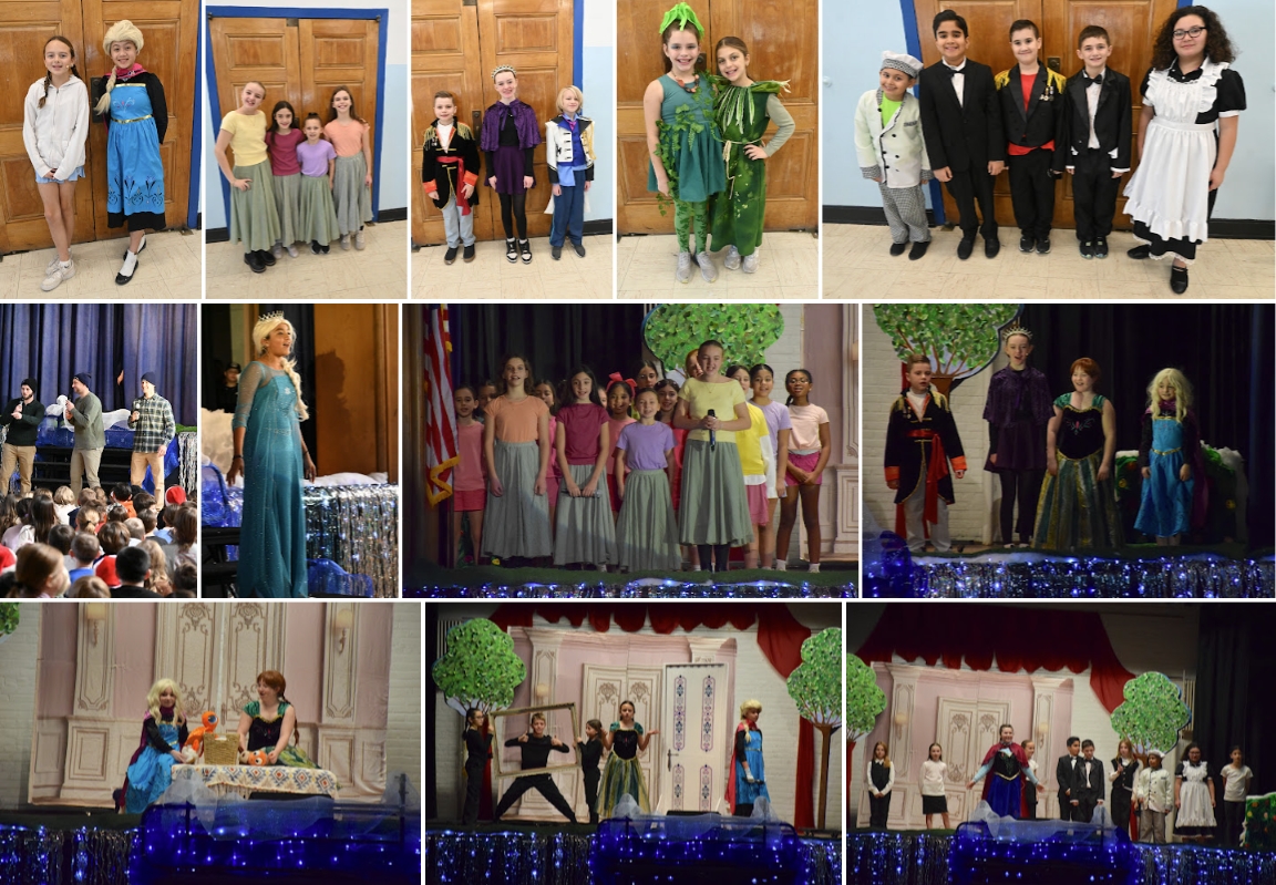 photo collage of kids on stage